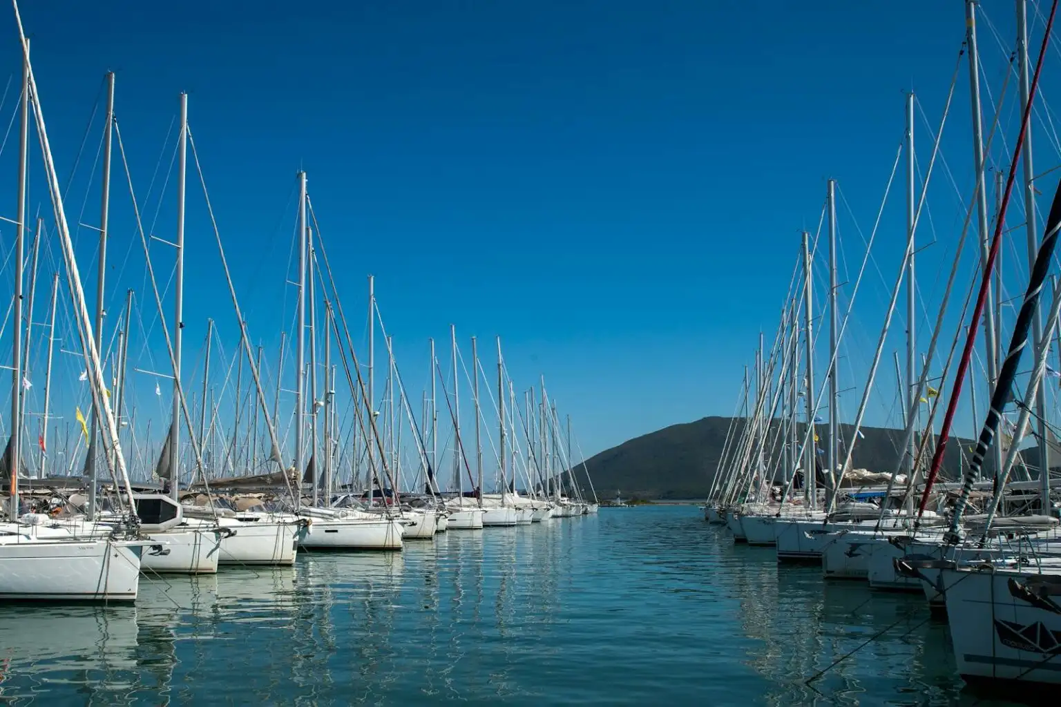 Yachts berthed at Lefkas Marina in Lefkada