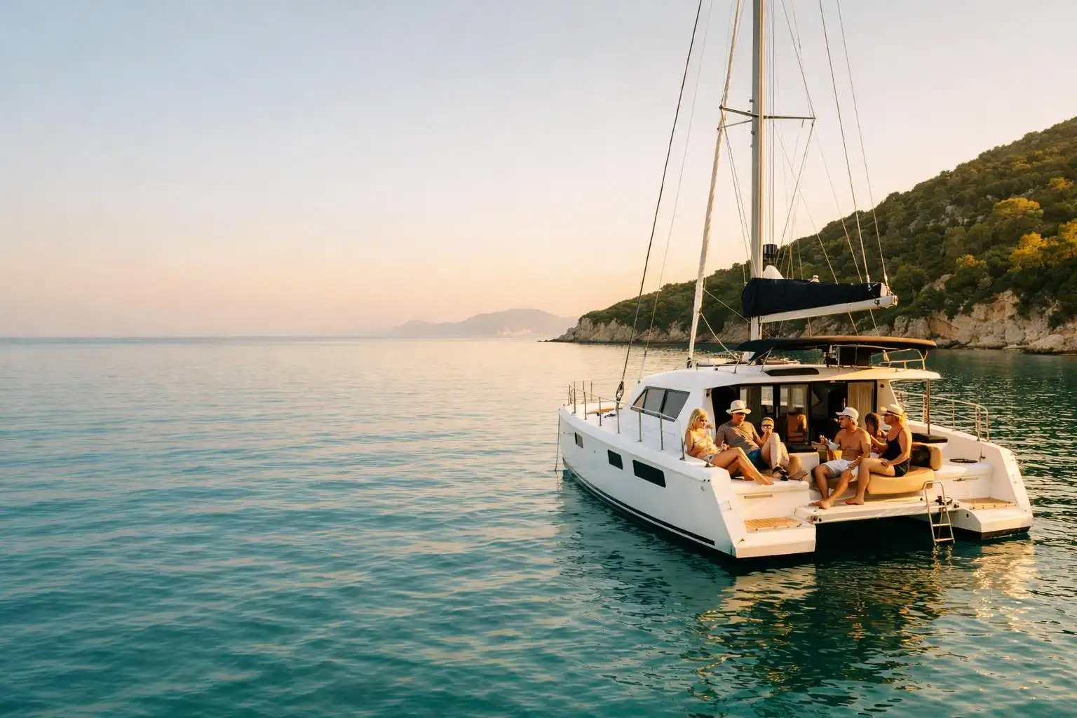Table set on deck for an all-inclusive crewed charter in the Ionian