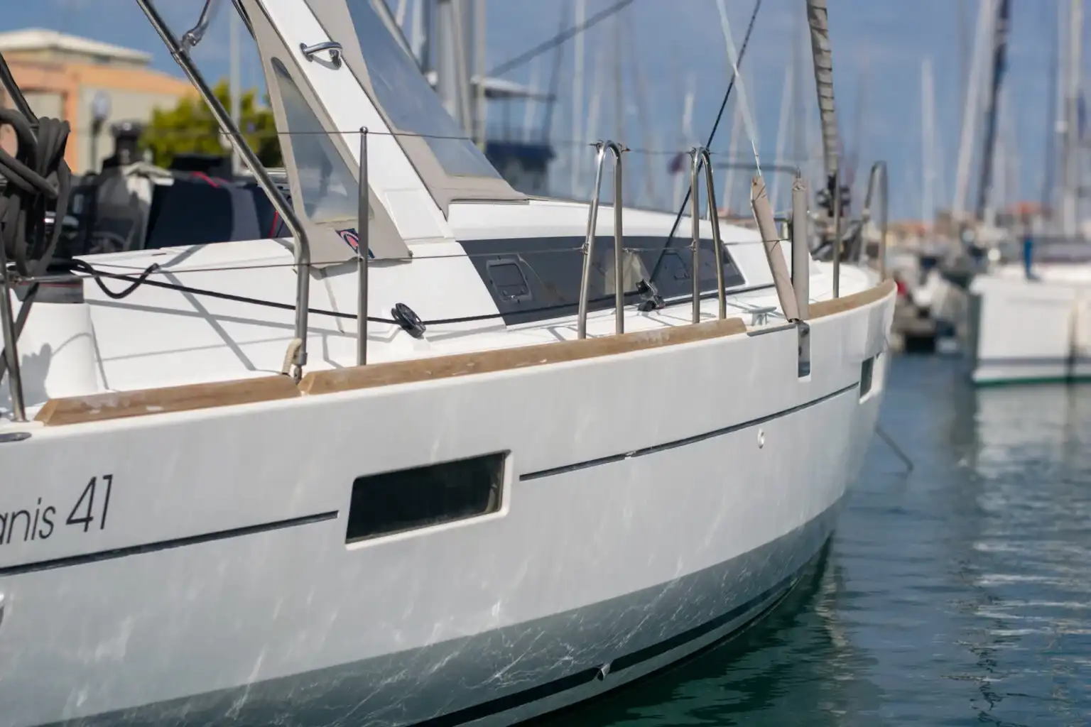 Beleza, a Beneteau Oceanis 41, moored at Lefkas Marina