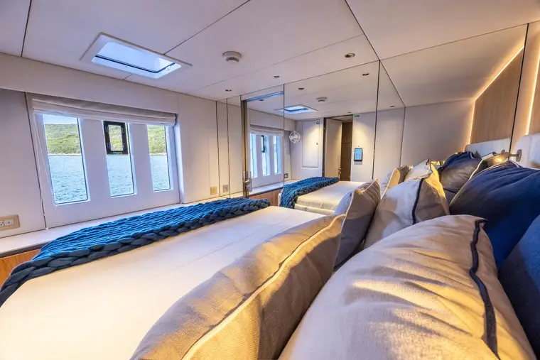 Guest double cabin with sea-level windows