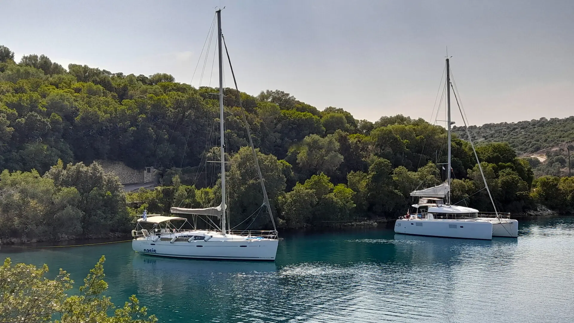 Oasis Sailing yachts on the pontoon at Lefkas Marina