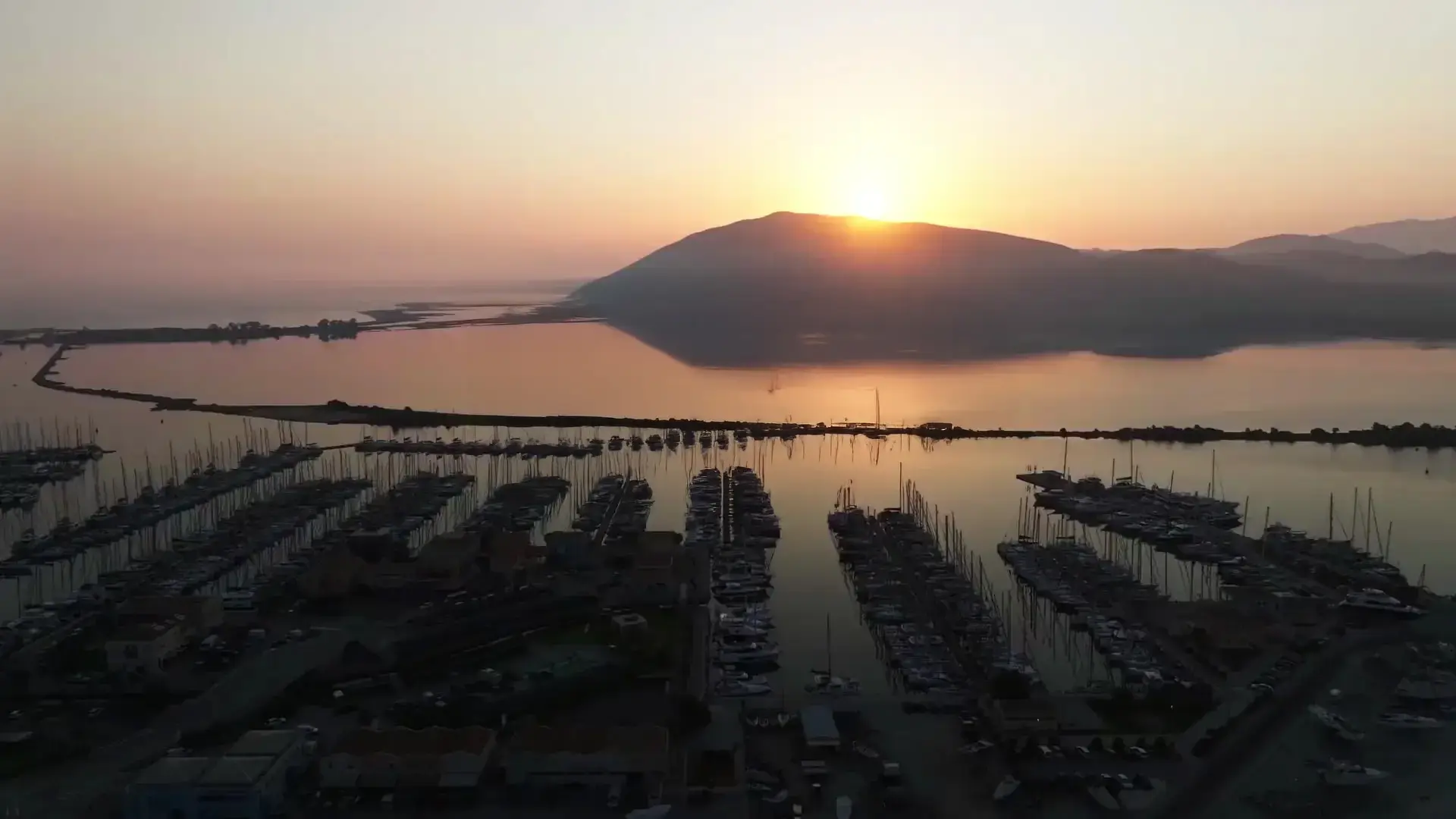 Lefkada Marina and the surrounding town