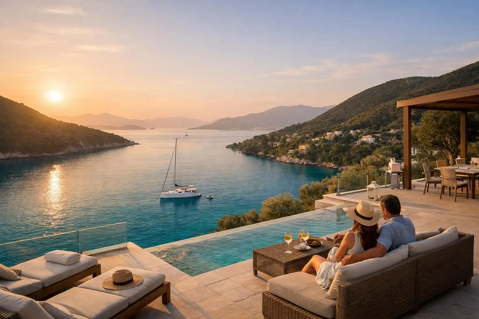 Villa terrace overlooking the sea in Lefkada